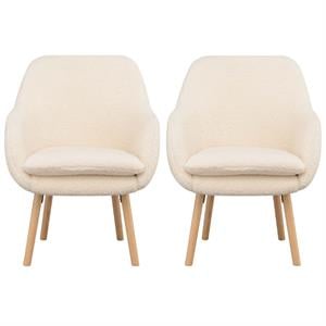 Home Square Charlotte Sherpa Furniture Accent Chair in Off White - Set of 2