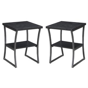 Home Square X-Calibur 18&quot Square End Table in Black Wood Finish - Set of 2