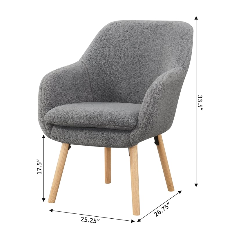 Home Square Charlotte Sherpa Furniture Accent Chair in Gray - Set of 2