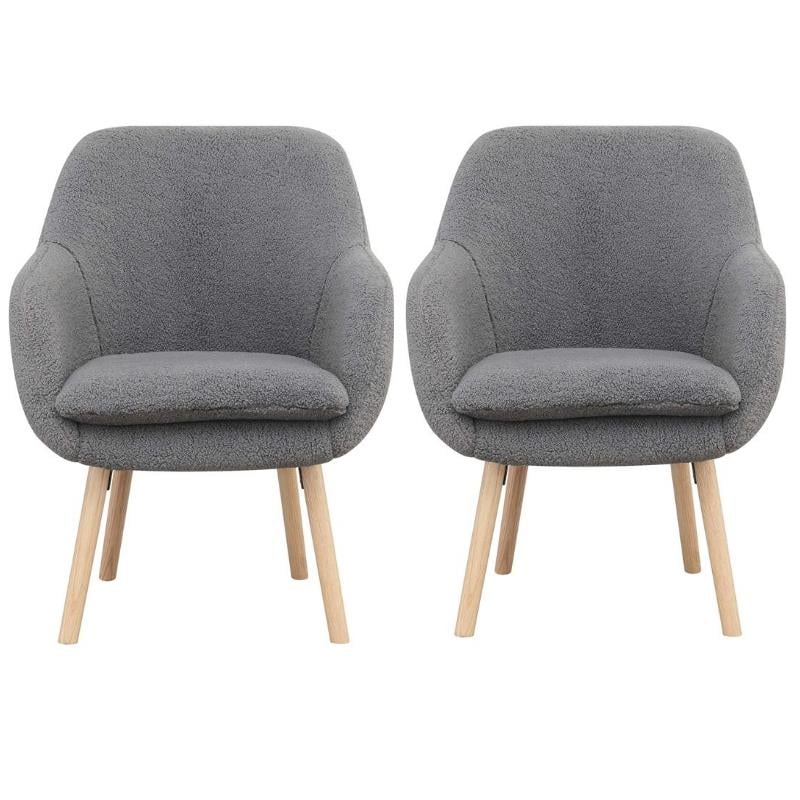 Home Square Charlotte Sherpa Furniture Accent Chair in Gray - Set of 2
