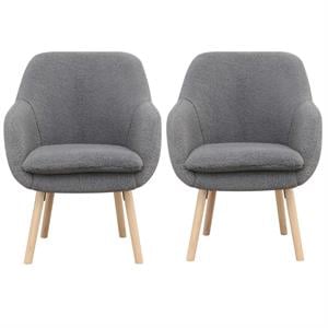 Home Square Charlotte Sherpa Furniture Accent Chair in Gray - Set of 2