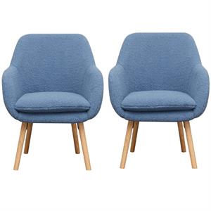 home square charlotte sherpa furniture accent chair in blue - set of 2