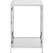 Home Square Glass Top End Table in Chrome Metal Frame - Set of 2