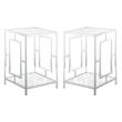Home Square Glass Top End Table in Chrome Metal Frame - Set of 2