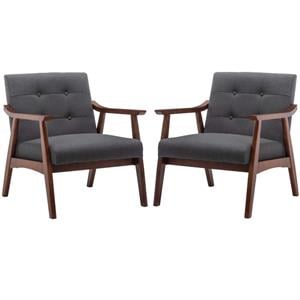 Home Square Natalie Furniture Accent Chair in Gray - Set of 2