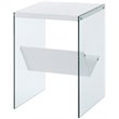 Home Square End Table in White Wood Finish and Clear Glass - Set of 2