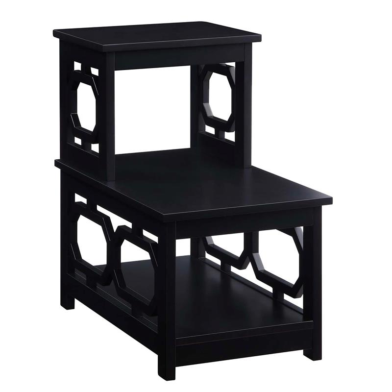 Home Square Chairside End Table in Black Wood Finish - Set of 2