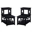 Home Square Chairside End Table in Black Wood Finish - Set of 2