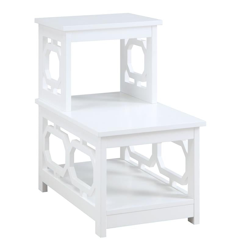 Home Square Chairside End Table in White Wood Finish - Set of 2