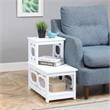 Home Square Chairside End Table in White Wood Finish - Set of 2