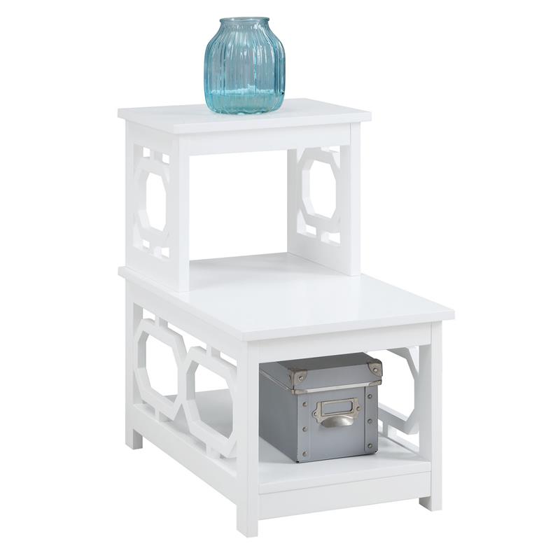Home Square Chairside End Table in White Wood Finish - Set of 2