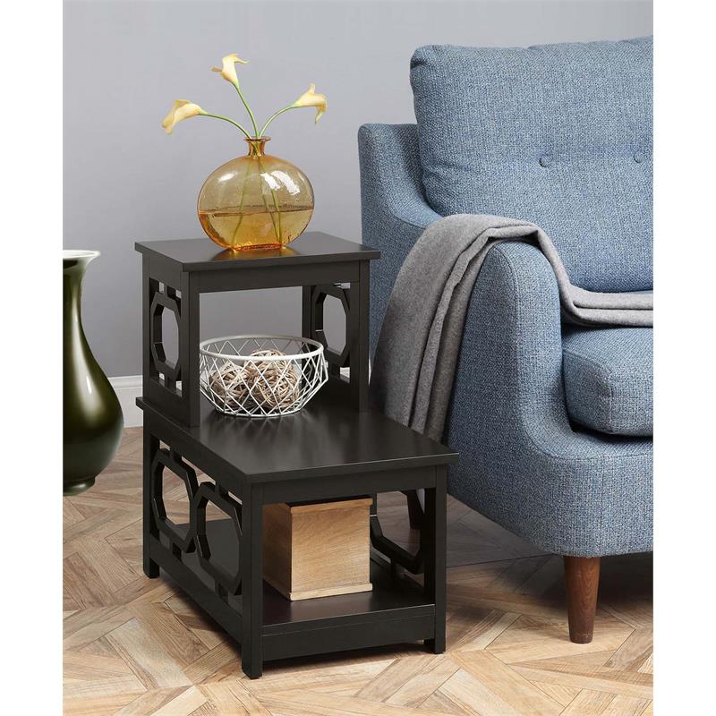 Home Square Chairside End Table in Espresso Wood Finish - Set of 2