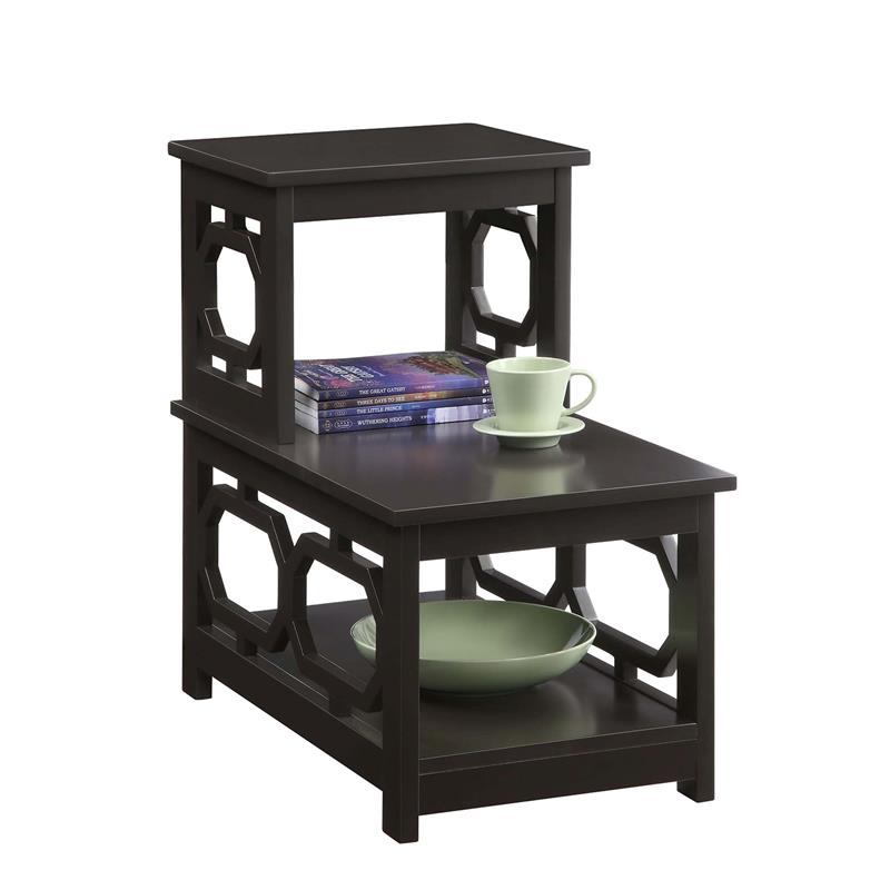 Home Square Chairside End Table in Espresso Wood Finish - Set of 2