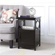 Home Square End Table with Cabinet in Espresso Wood Finish - Set of 2
