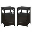 Home Square End Table with Cabinet in Espresso Wood Finish - Set of 2
