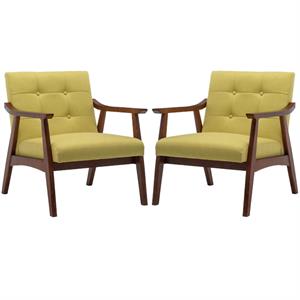 home square natalie furniture accent chair in yellow - set of 2