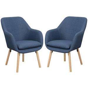 Home Square Charlotte Furniture Accent Chair in Blue - Set of 2