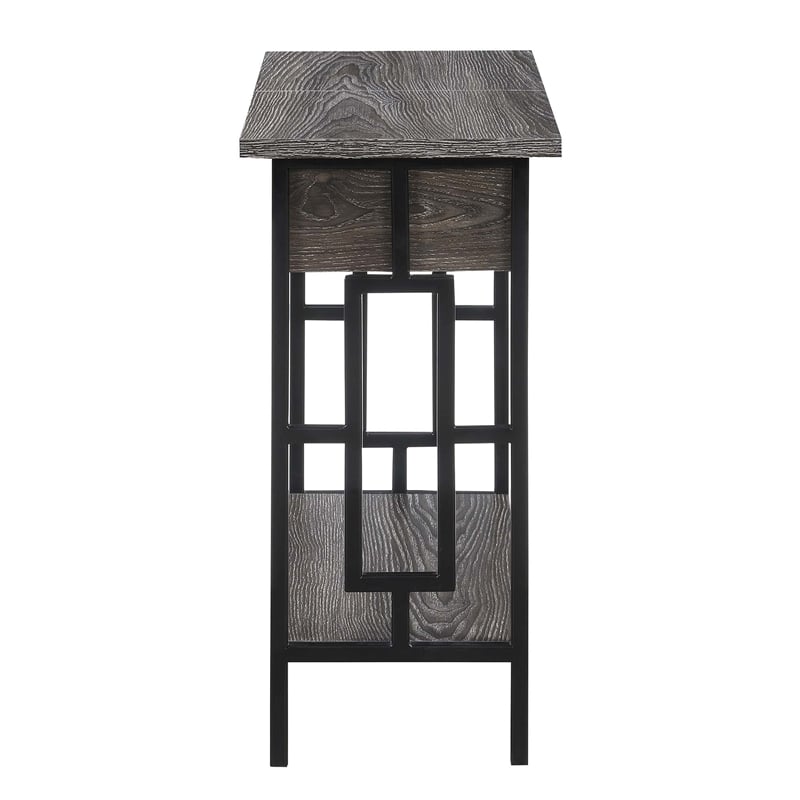 Home Square Top End Table with Charging Station in Gray - Set of 2