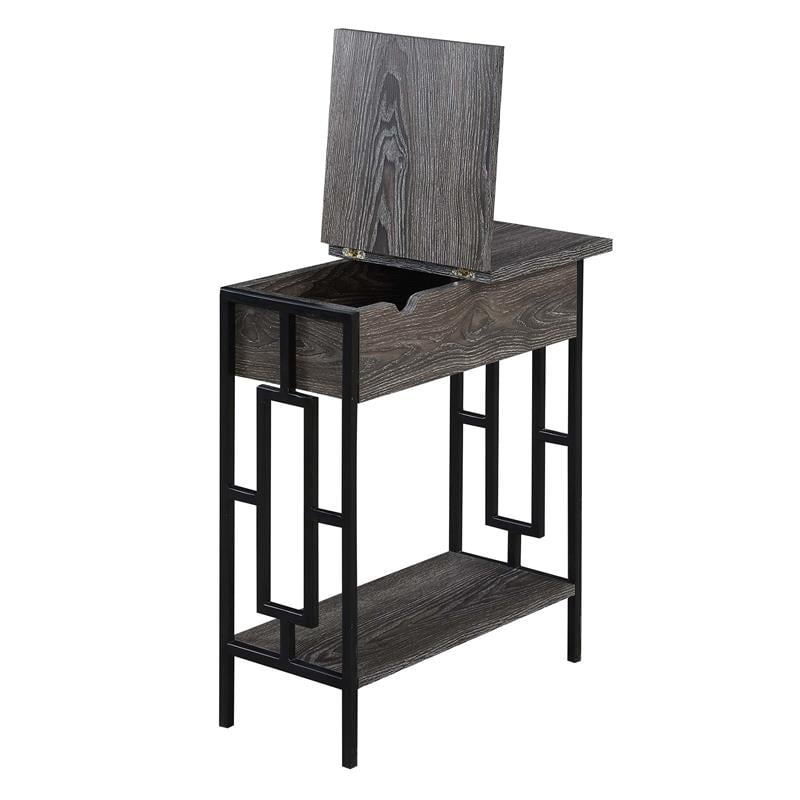 Home Square Top End Table with Charging Station in Gray - Set of 2