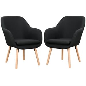Home Square Charlotte Furniture Accent Chair in Black - Set of 2