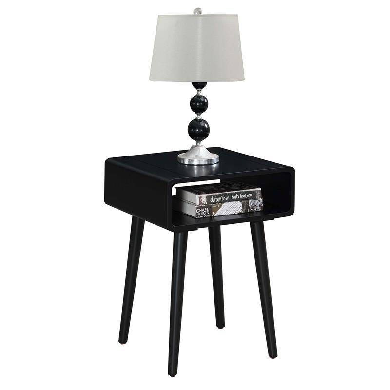 Home Square Napa End Table in Black Wood Finish - Set of 2