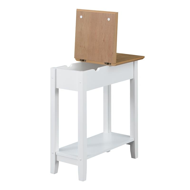 Home Square Furniture Top End Table with Charging Station in White - Set of 2