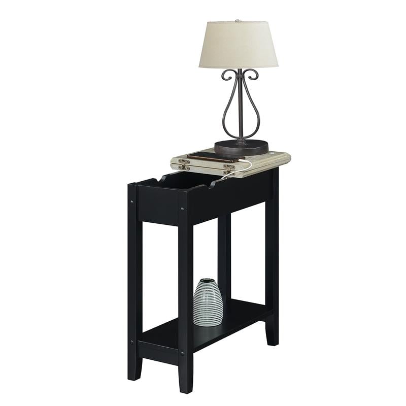 Home Square Furniture End Table with Charging Station in Black - Set of 2