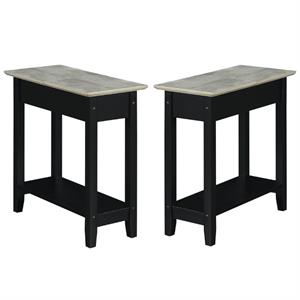 Home Square Furniture End Table with Charging Station in Black - Set of 2