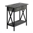 Home Square Top End Table with Charging Station in Weathered Gray - Set of 2