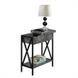 Home Square Top End Table with Charging Station in Weathered Gray - Set of 2