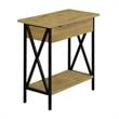 Home Square Top End Table with Charging Station in Light Oak - Set of 2