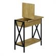 Home Square Top End Table with Charging Station in Light Oak - Set of 2