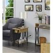Home Square Top End Table with Charging Station in Light Oak - Set of 2