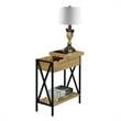 Home Square Top End Table with Charging Station in Light Oak - Set of 2