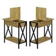 Home Square Top End Table with Charging Station in Light Oak - Set of 2
