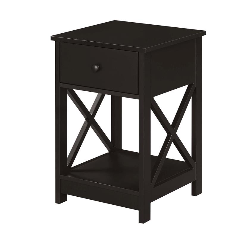 Home Square Furniture One-Drawer End Table in Espresso Wood Finish - Set of 2