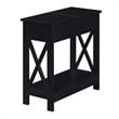 Home Square Top End Table with Charging Station in Black - Set of 2