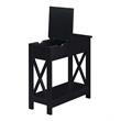Home Square Top End Table with Charging Station in Black - Set of 2