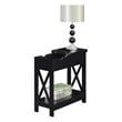 Home Square Top End Table with Charging Station in Black - Set of 2
