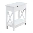 Home Square Top End Table with Charging Station in White - Set of 2