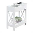 Home Square Top End Table with Charging Station in White - Set of 2