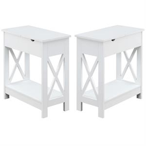 home square top end table with charging station in white - set of 2