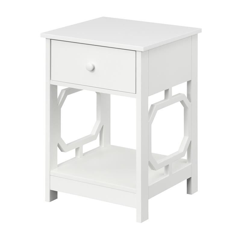 Home Square One-Drawer End Table in White Wood Finish - Set of 2