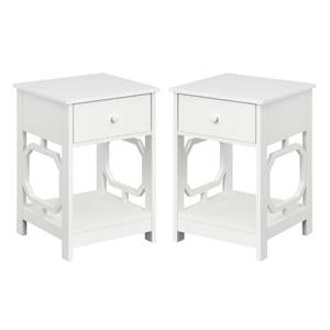 Home Square One-Drawer End Table in White Wood Finish - Set of 2
