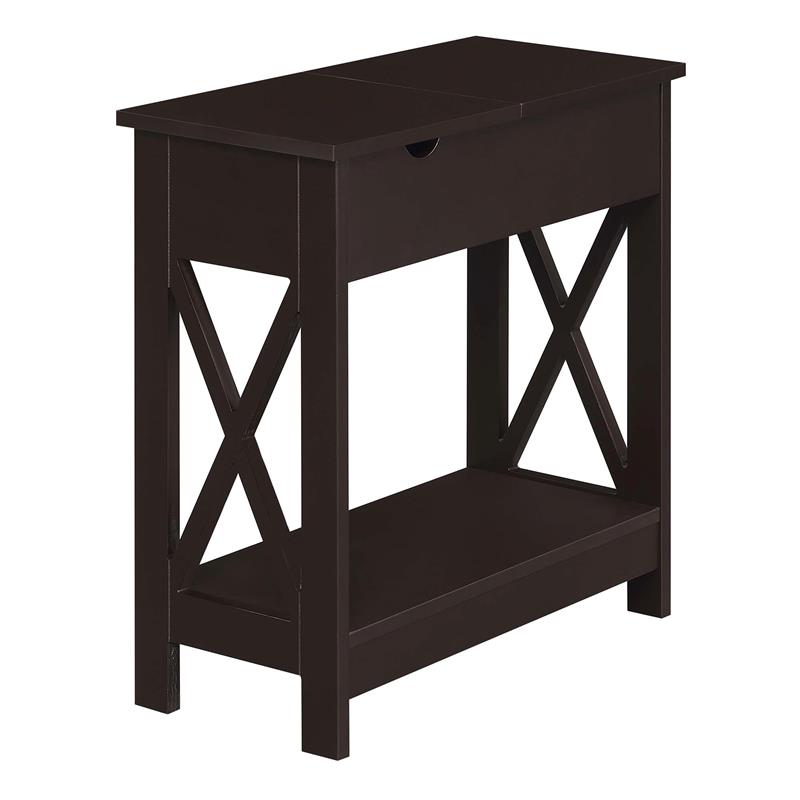 Home Square Top End Table with Charging Station in Espresso - Set of 2