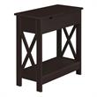 Home Square Top End Table with Charging Station in Espresso - Set of 2