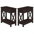Home Square Top End Table with Charging Station in Espresso - Set of 2