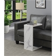 Home Square C End Table in Faux White Marble Wood - Set of 2