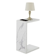 Home Square C End Table in Faux White Marble Wood - Set of 2