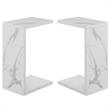 Home Square C End Table in Faux White Marble Wood - Set of 2